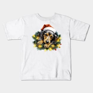 Lazy Dachshund Dog at Christmas Kids T-Shirt